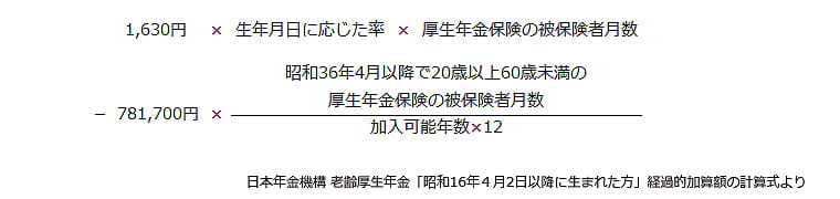 経過的加算額の計算式